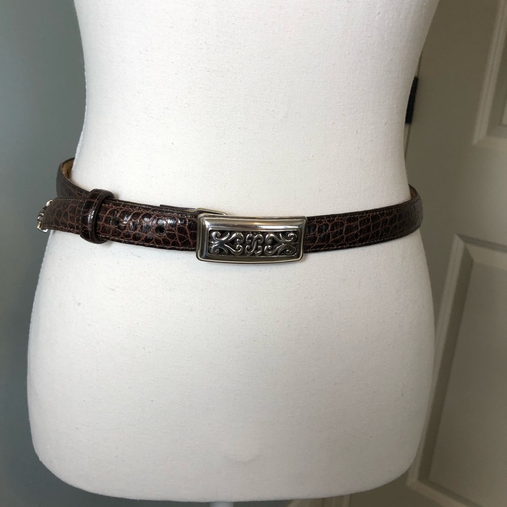 Brighton Croco Brown Leather Belt.  Medium - Picture 3 of 11
